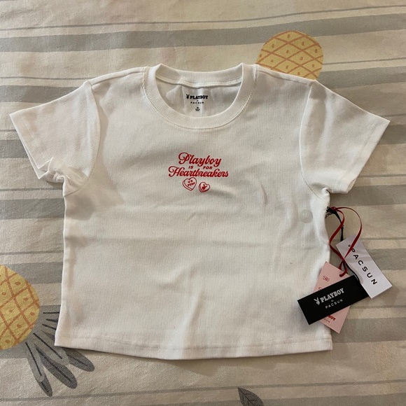 PacSun Tops - Playboy by Pacsun White Valentine Tee
